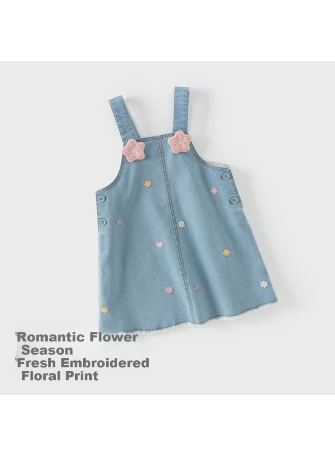 Dave & Bella Davebella Children'S Denim Overalls Dress, Spring Girls' Sweet Dress, One-Piece Dress, Children'S Clothing - Image 2
