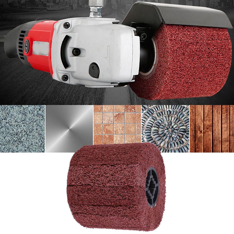 Wire Drawing Wheel Brush Drum Burnishing Cross Rubber Core Polishing Buffer Wheel for Stainless Steel Aluminum Iron120 Grit - Image 1
