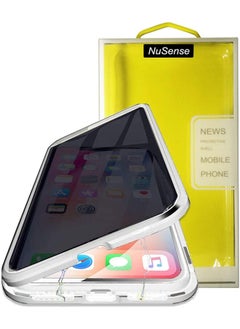 NuSense Anti-Spy Privacy Magnetic Case For Iphone Xs Max Clear Double Sided Tempered Glass [Magnet Absorption Metal Bumper Frame] Anti-Peeping 360 Full Protective Phone Cover (Silver)  - Image 1