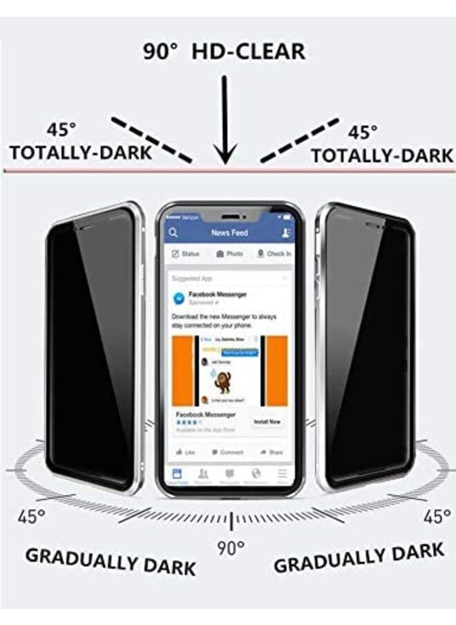 NuSense Anti-Spy Privacy Magnetic Case For Iphone Xs Max Clear Double Sided Tempered Glass [Magnet Absorption Metal Bumper Frame] Anti-Peeping 360 Full Protective Phone Cover (Silver)  - Image 3