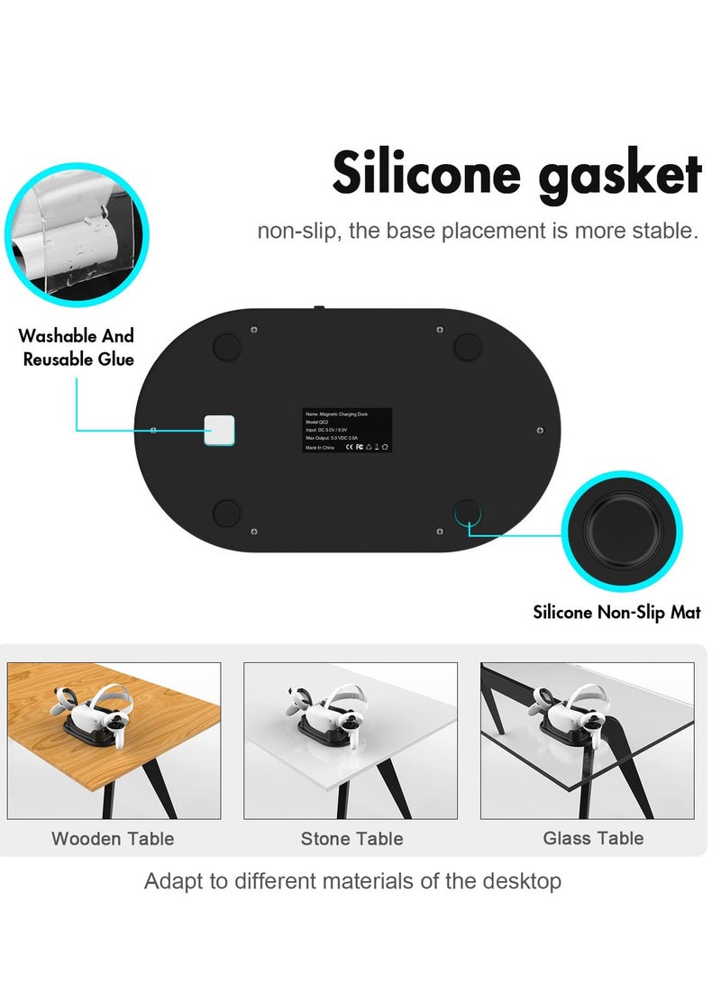 KASTWAVE Charging Dock for Oculus Quest 2, Touch Controller and Headset Placement Display Stand Contact Charging Table Stand Auto-attached USB-C Magnetic Charging - Image 4