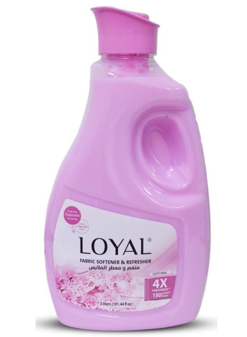 Loyal Fabric Softener And Freshener with Soft Pink Fragrance Capsule 4X Freshness, up to 150 Loads | 3000 ML | 101.44 fl oz - Image 1