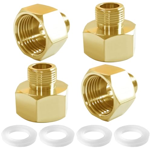 Joywayus 1/2 G Female to 3/8 Compression Male Thread Pipe Fitting, Brass Reducer Faucet Connector Water Hose Adapter, Supply Line Adapter for RV Kitchen Bathroom Plumbing 4PCS - Image 1