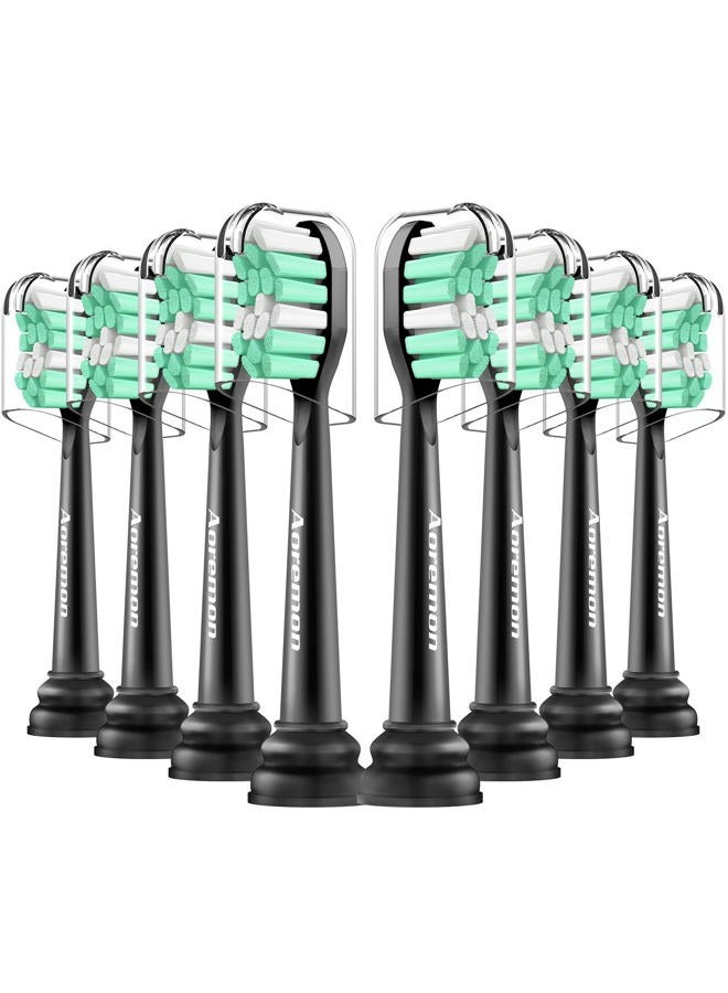Aoremon Replacement Heads for Sonicare - Replacement Brush Heads Compatible with Philips Sonicare Snap-on Electric Toothbrush (Black),8 Pcs - Image 1