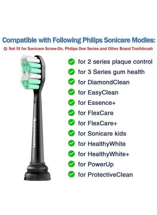Aoremon Replacement Heads for Sonicare - Replacement Brush Heads Compatible with Philips Sonicare Snap-on Electric Toothbrush (Black),8 Pcs - Image 2