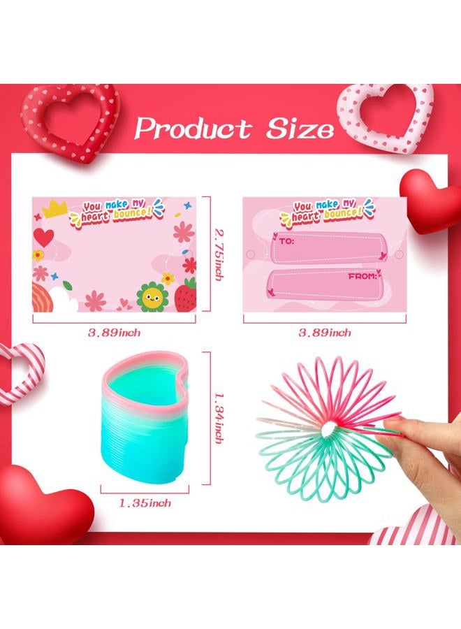 Thuodo 32 Pack Valentines Cards for Kids Classroom with Rainbow Coil Spring Stress Relieve Anxiety Toys, Valentines Day Gifts for Kids Boys Girls Game Prizes Party Favors Supplies - Image 2