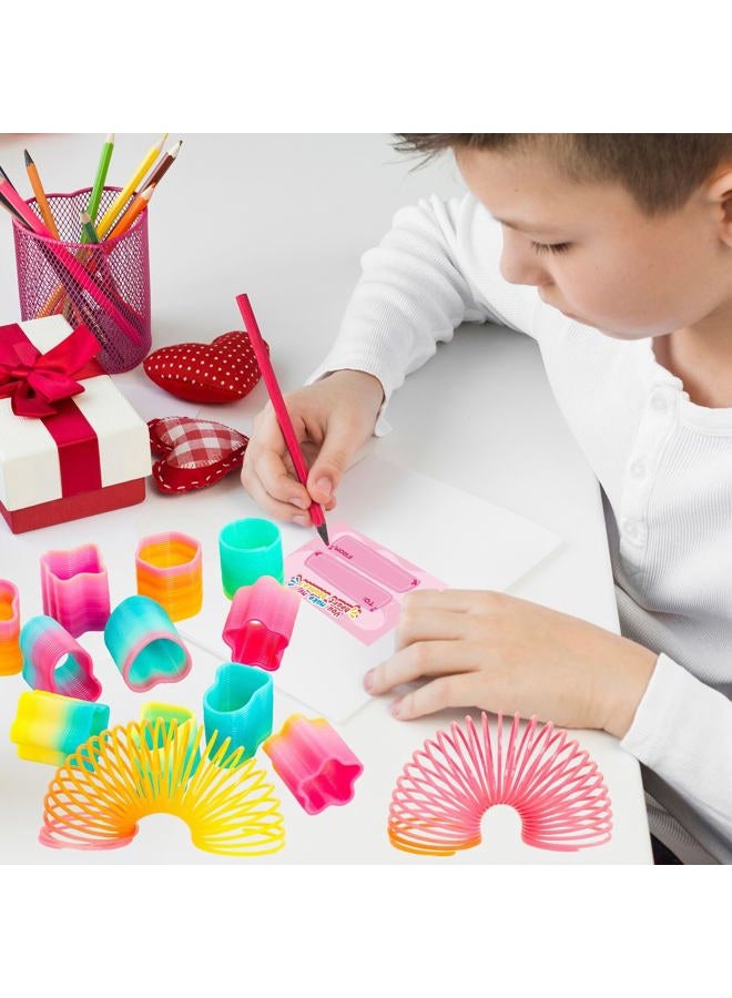 Thuodo 32 Pack Valentines Cards for Kids Classroom with Rainbow Coil Spring Stress Relieve Anxiety Toys, Valentines Day Gifts for Kids Boys Girls Game Prizes Party Favors Supplies - Image 4