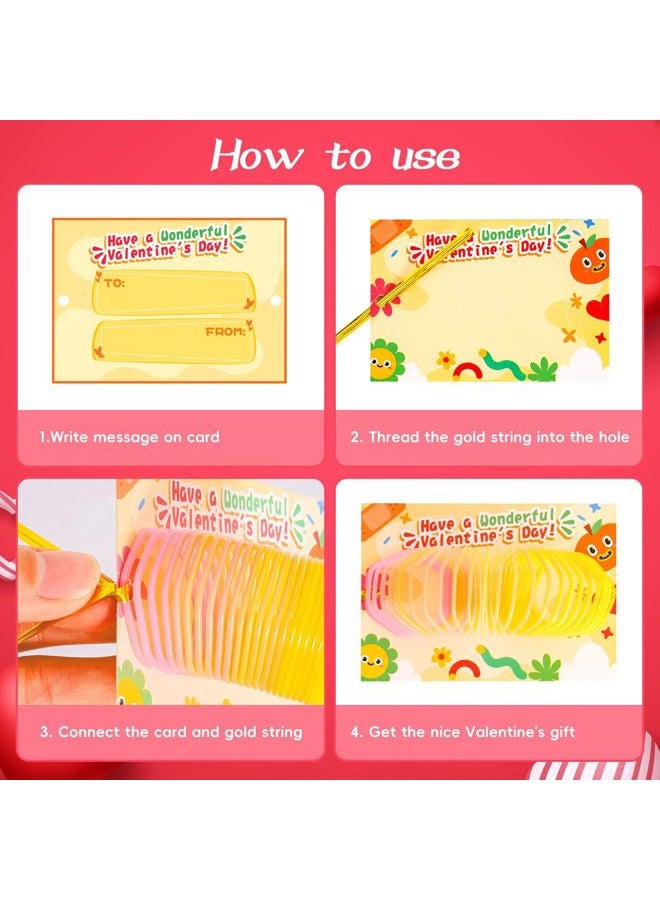 Thuodo 32 Pack Valentines Cards for Kids Classroom with Rainbow Coil Spring Stress Relieve Anxiety Toys, Valentines Day Gifts for Kids Boys Girls Game Prizes Party Favors Supplies - Image 3