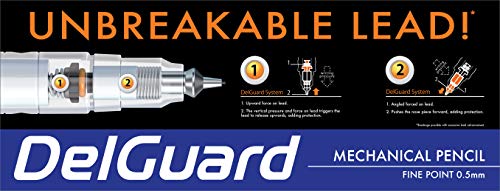 Zebra Pen DelGuard Mechanical Pencil with Lead Refill, Fine Point, 0.5mm, Black Barrel, Standard #2 HB Lead, Refillable, 1-Pack - Image 5
