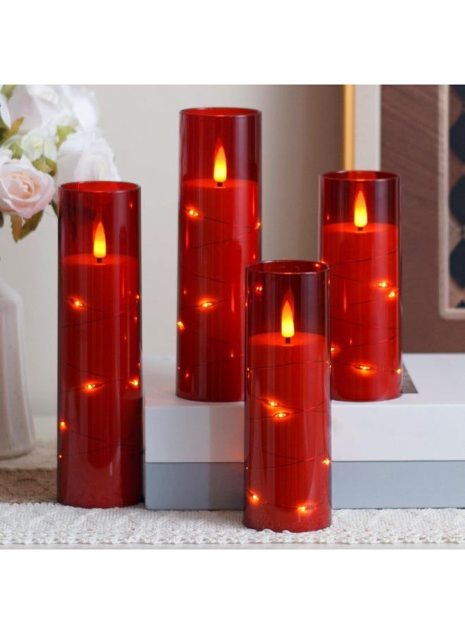 Home Care LED Flameless Candles, Glass – Red, Set of 5 - Image 5
