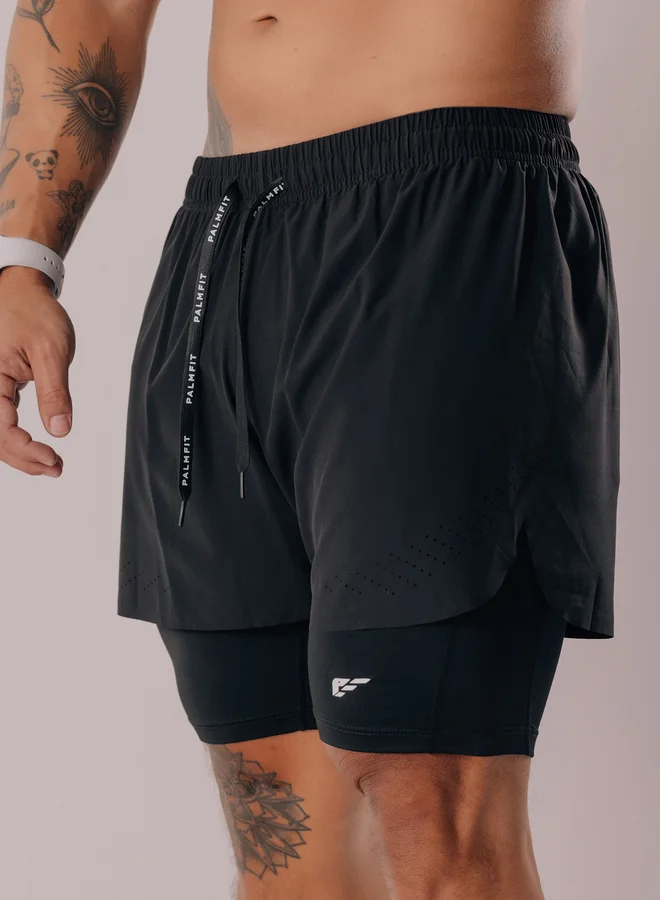PALMFIT Palmfit Men Black 2 in 1 Training Shorts