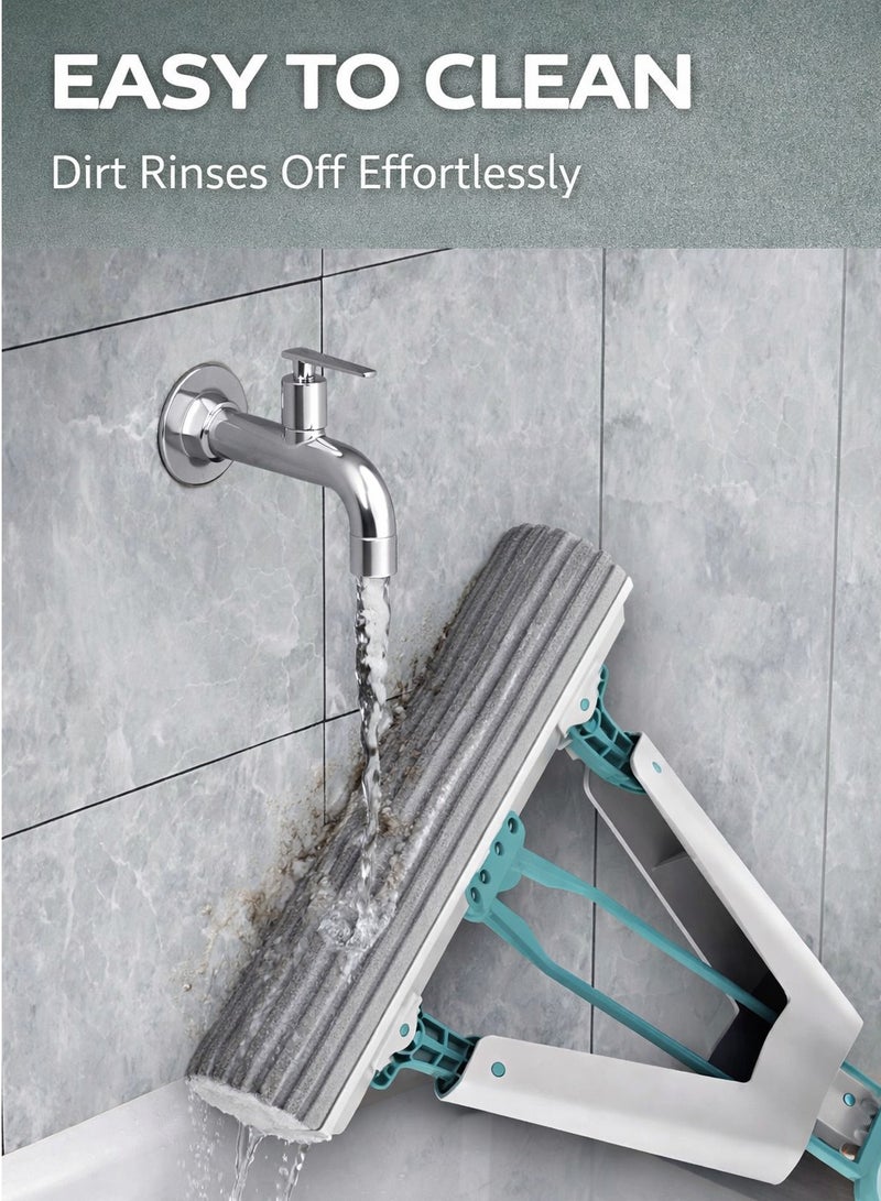 ARNOTEC Hands-Free Flat Mop with Self-Wringing System, 28cm Sponge Head, 110cm Fixed Handle, Easy Click-In Replacement for Floors, Walls & Windows - Image 2