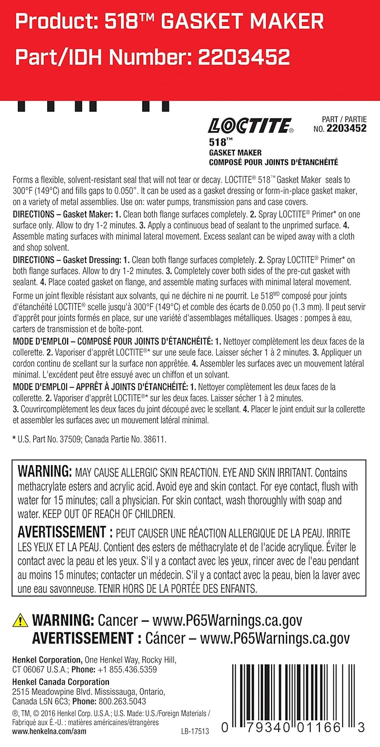 LOCTITE 518 Gasket Maker & Flange Sealant for Automotive: Anaerobic, Medium-Strength, Non-Corrosive, Flexes with Movement, Solvent-Resistant | Red, 6 ml Tube (PN: 2203452-2096064) Daily life matching design - Image 2