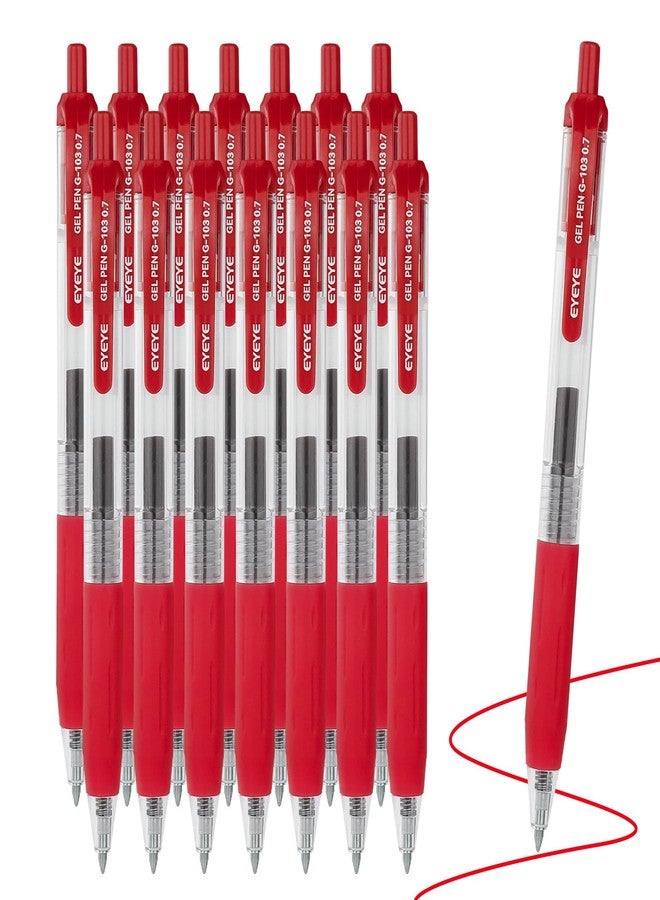 EYEYE G-103 Red Gel Pens 15 Pack, Retractable, 0.7mm Medium Point - Image 1