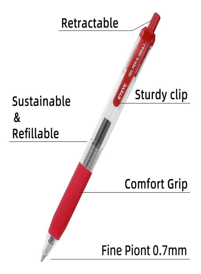 EYEYE G-103 Red Gel Pens 15 Pack, Retractable, 0.7mm Medium Point - Image 3
