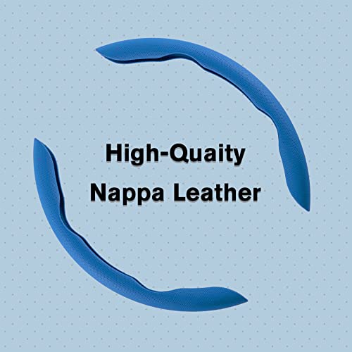 amiss غطاء عجلة القيادة من نسيج نابا من أميش، ملحقات داخلية للسيارة، 2 قطعة واقي عجلة قيادة مقسم، واقي عجلة قيادة عالمي 99% (أزرق) - Image 2