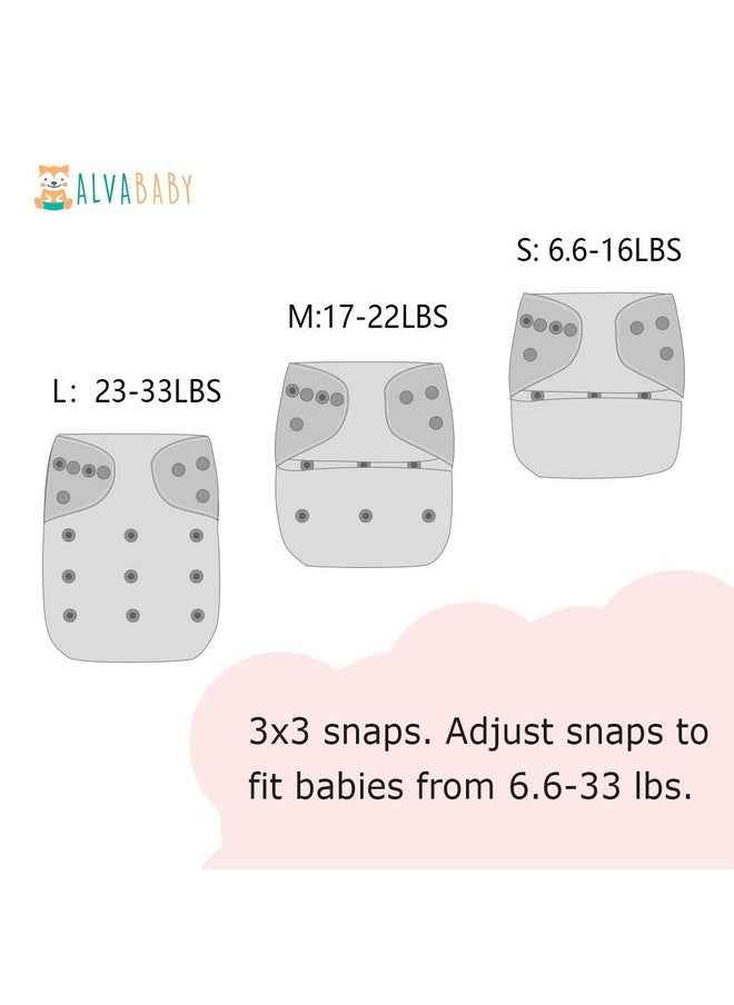 ALVABABY - Baby Cloth Diapers 6 Pack With 12 Inserts One Size Adjustable Washable Reusable For Baby Girls And Boys (6Dm80) - Image 1