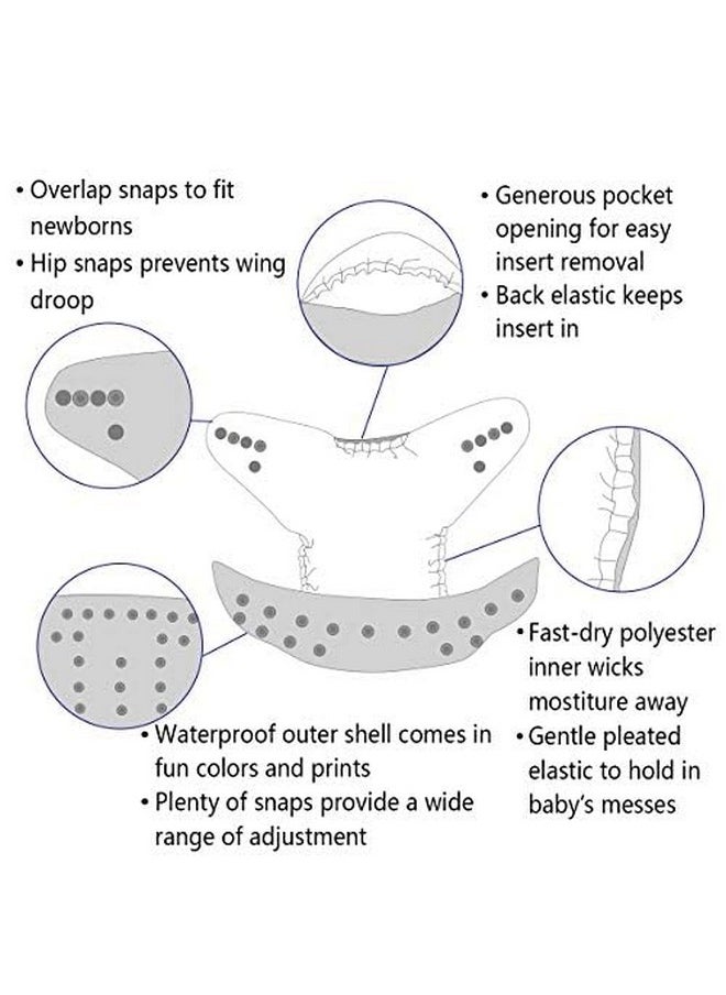ALVABABY - Baby Cloth Diapers 6 Pack With 12 Inserts One Size Adjustable Washable Reusable For Baby Girls And Boys (6Dm80) - Image 1