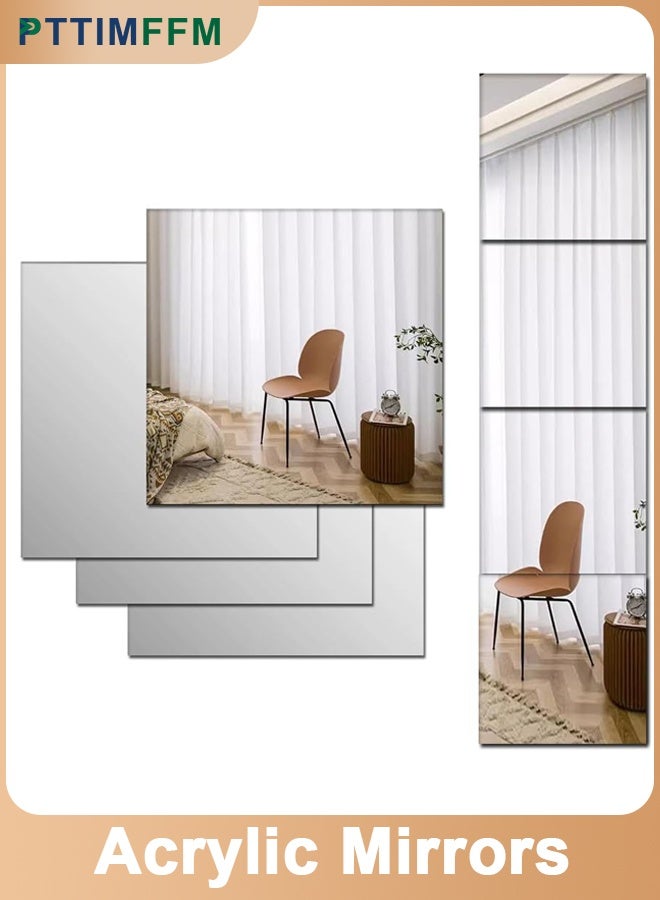 PTTIMFFM 4 Pack Removable Acrylic Wall Mirrors, Frameless Self-Adhesive Plexiglass Mirror for Home, Gym, Dorm, or Wardrobe(30×30cm) - Image 1