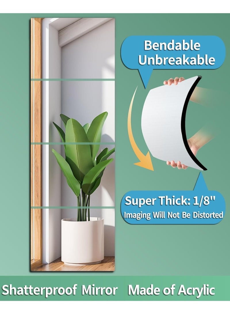 PTTIMFFM 4 Pack Removable Acrylic Wall Mirrors, Frameless Self-Adhesive Plexiglass Mirror for Home, Gym, Dorm, or Wardrobe(30×30cm) - Image 2