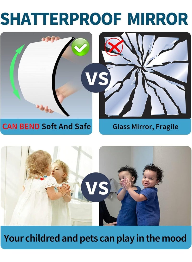 PTTIMFFM 4 Pack Removable Acrylic Wall Mirrors, Frameless Self-Adhesive Plexiglass Mirror for Home, Gym, Dorm, or Wardrobe(30×30cm) - Image 3