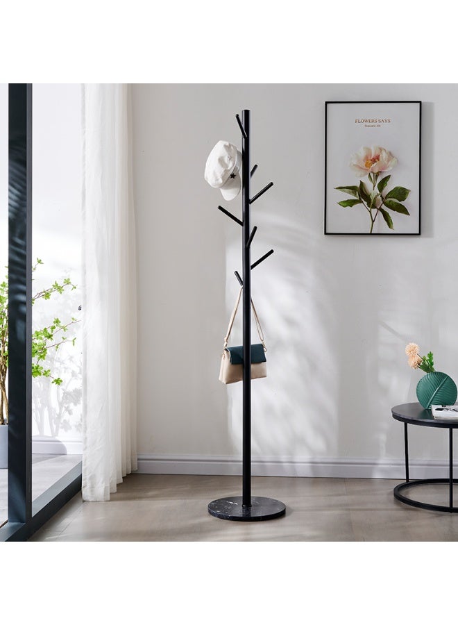 علاقة معاطف، علاقة معاطف أرضية، قاعدة رخامية وخطاف شجرة من الحديد المطاوع، علاقة معاطف موفرة للمساحة، علاقة معاطف عمودية متينة، يمكن تعليق الملابس وحقائب اليد والمظلات والأوشحة عليها (2345-أسود) - Image 1