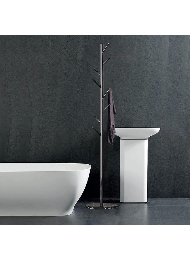 علاقة معاطف، علاقة معاطف أرضية، قاعدة رخامية وخطاف شجرة من الحديد المطاوع، علاقة معاطف موفرة للمساحة، علاقة معاطف عمودية متينة، يمكن تعليق الملابس وحقائب اليد والمظلات والأوشحة عليها (2345-أسود) - Image 2