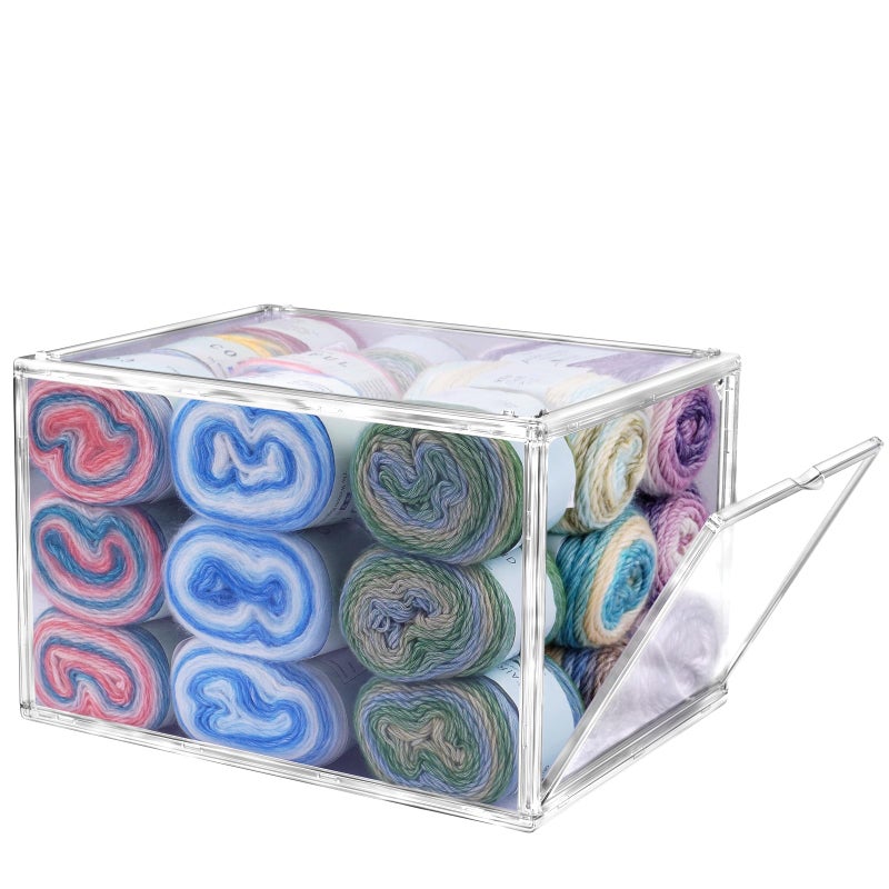 Weabetfu Yarn Storage Box Clear Yarn Storage Containers Acrylic Yarn Organizer for Crocheting Large Knitting Organizer Storage for Crochet Accessories and Supplies - Image 2