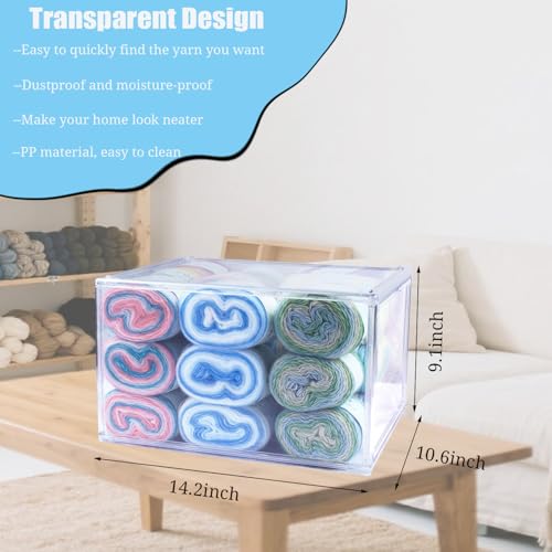 Weabetfu Yarn Storage Box Clear Yarn Storage Containers Acrylic Yarn Organizer for Crocheting Large Knitting Organizer Storage for Crochet Accessories and Supplies - Image 3