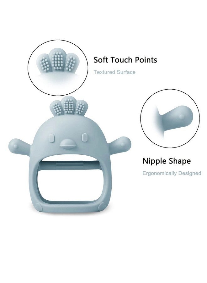 PandaEar 2 Pack Silicone Baby Teething Toys Baby Hand Teether Mitten For Sucking Needs Baby Chew Toys Hand Pacifier For Soothing Teething Pain Relief (Whiteblue) - Image 4