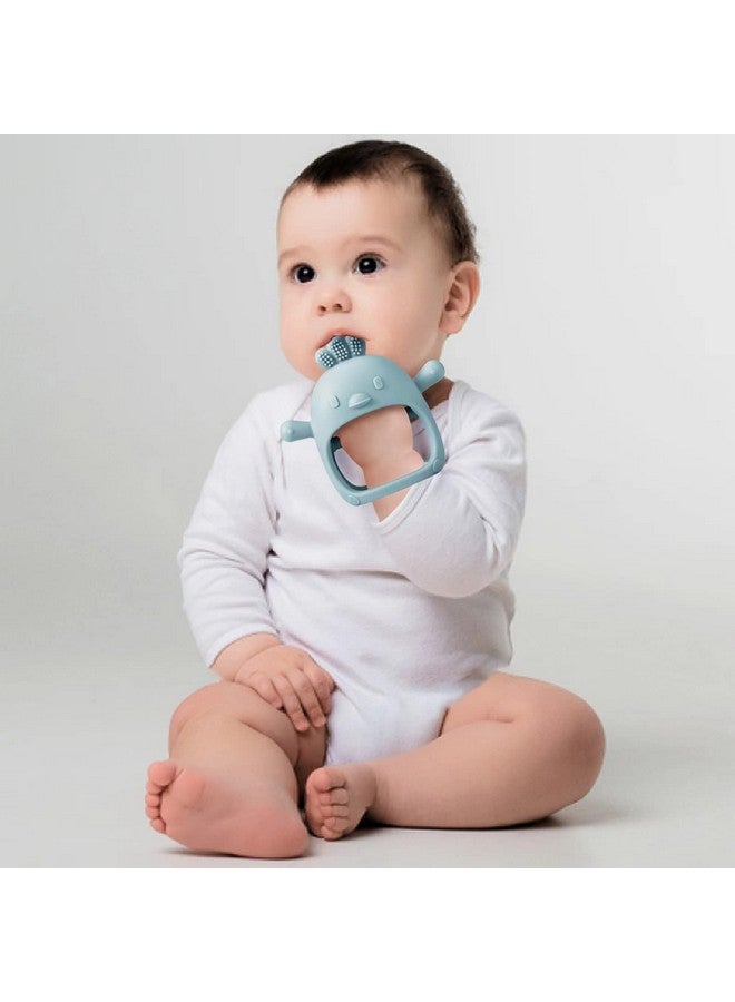 PandaEar 2 Pack Silicone Baby Teething Toys Baby Hand Teether Mitten For Sucking Needs Baby Chew Toys Hand Pacifier For Soothing Teething Pain Relief (Whiteblue) - Image 2