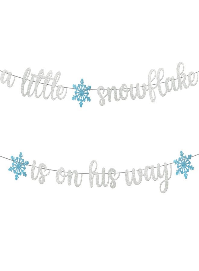 MZ.ogm Little Snowflake Baby Shower Banner - Winter Decorations for Boy - Image 1