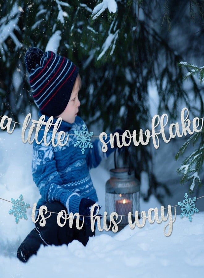 MZ.ogm Little Snowflake Baby Shower Banner - Winter Decorations for Boy - Image 2