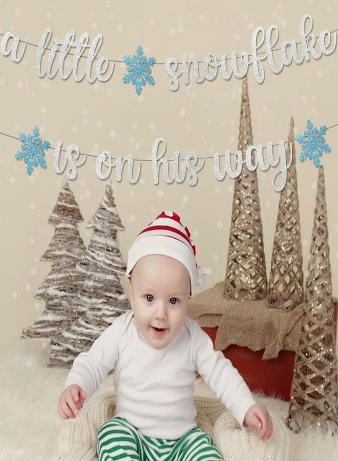MZ.ogm Little Snowflake Baby Shower Banner - Winter Decorations for Boy - Image 3
