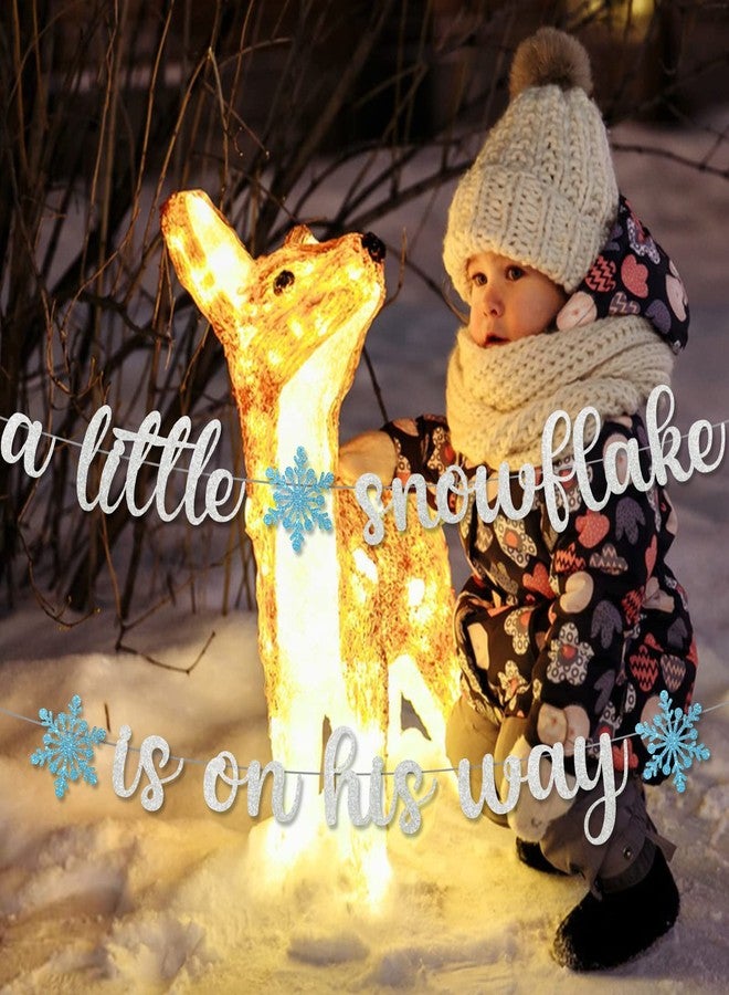 MZ.ogm Little Snowflake Baby Shower Banner - Winter Decorations for Boy - Image 4