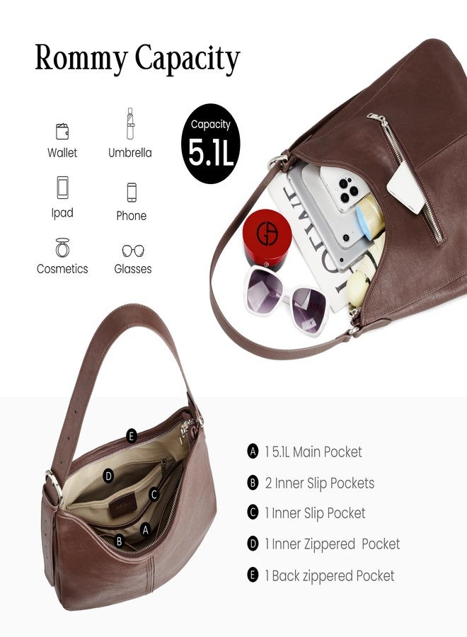 befen Genuine Leather Hobo Bags for Women, Soft Real Leather Women's Shoulder Bag Handbags, Shoulder Purse Designer Bags with Adjustable Strap for Daily Work Travel Fall Fashion, Coffee - Image 5