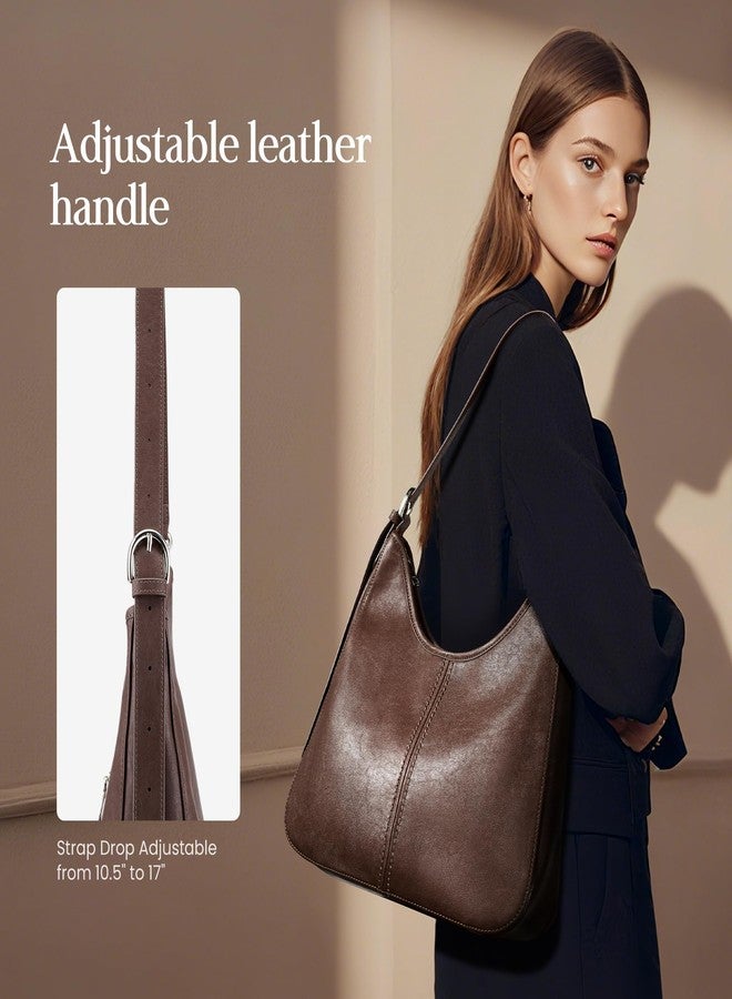 befen Genuine Leather Hobo Bags for Women, Soft Real Leather Women's Shoulder Bag Handbags, Shoulder Purse Designer Bags with Adjustable Strap for Daily Work Travel Fall Fashion, Coffee - Image 3