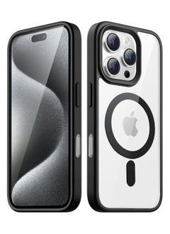 Generic Magnetic Case for iPhone 16 Pro 6.3 Inch Compatible with MagSafe, Shockproof Phone Bumper Cover, Solid Color Matte TPU Frame, Anti-Scratch Clear Back (Black)  - Image 1