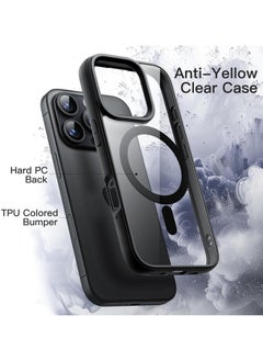 Generic Magnetic Case for iPhone 16 Pro 6.3 Inch Compatible with MagSafe, Shockproof Phone Bumper Cover, Solid Color Matte TPU Frame, Anti-Scratch Clear Back (Black)  - Image 5