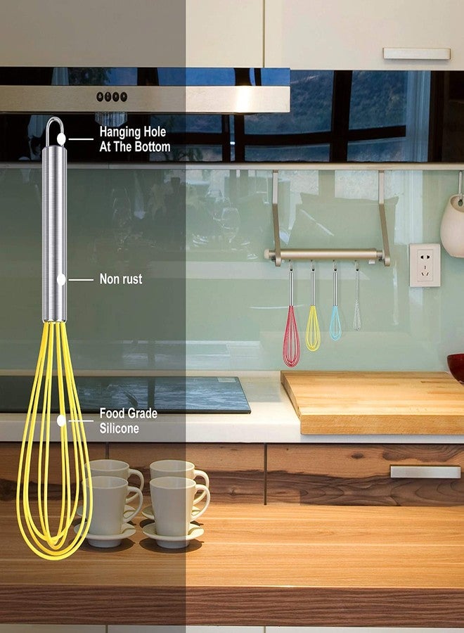 HOTEC 4 Pieces Silicone Whisks Set, Wire Balloon Whisks Egg Beater, Non-slip Handle Whisk for Non-stick Cookware Perfect for Cooking, Stirring, Beating and Blending (Multicolor) - Image 5