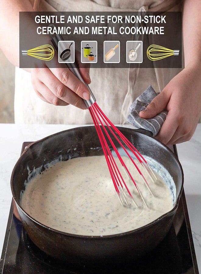 HOTEC 4 Pieces Silicone Whisks Set, Wire Balloon Whisks Egg Beater, Non-slip Handle Whisk for Non-stick Cookware Perfect for Cooking, Stirring, Beating and Blending (Multicolor) - Image 4