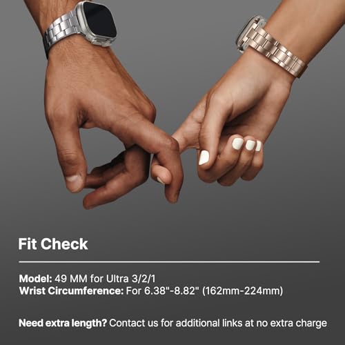 Fullmosa No Tools Needed Compatible Apple Watch Strap 49mm with Case [Watch NOT Included],Slim Metal Link Wristband with Case for iWatch Ultra3/2/1,Silver - Image 3