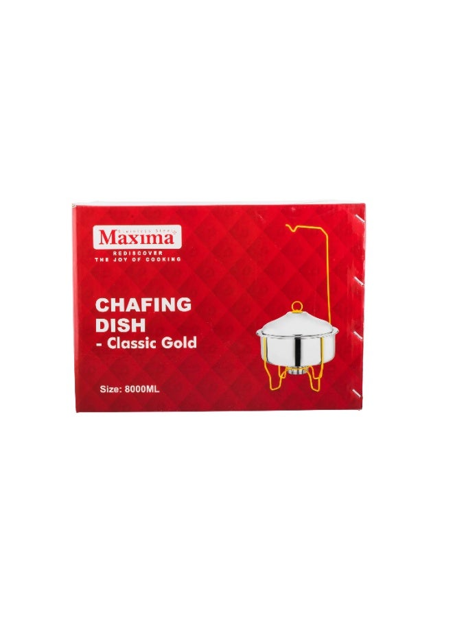 Maxima Round Stainless Steel With Gold Chaffing Dish with Lid 8 Liter - Image 4