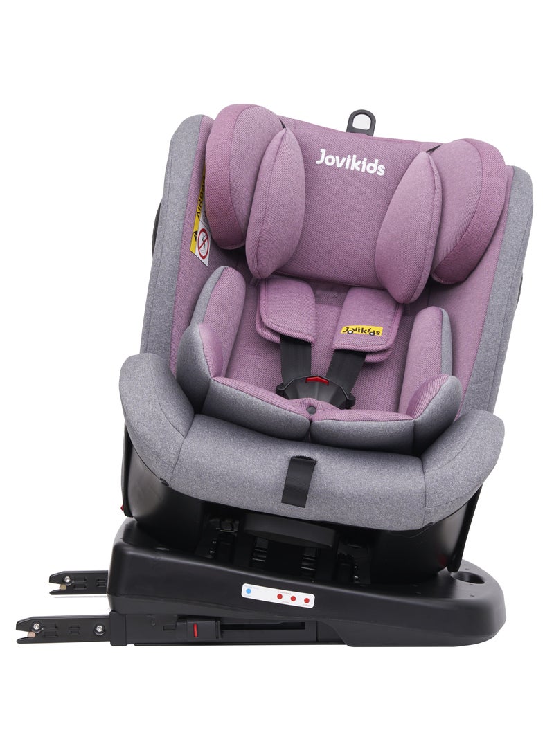 جوفيكيدز Jovikids Angela Safety Baby Car Seat with Isofix and Top Tether, 360 Degree Swivel Child Seat, Rotating Carseat for Group 0/1/2/3, 0-12 Years Old, ECE R44/04, Pink - Image 2