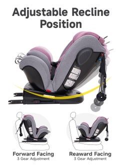 Jovikids Jovikids Angela Safety Baby Car Seat with Isofix and Top Tether, 360 Degree Swivel Child Seat, Rotating Carseat for Group 0/1/2/3, 0-12 Years Old, ECE R44/04, Pink  - Image 5