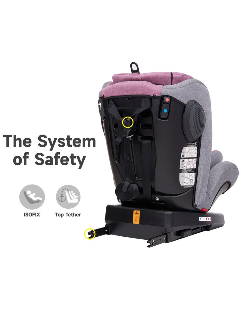 Jovikids - Jovikids Angela Safety Baby Car Seat with Isofix and Top Tether, 360 Degree Swivel Child Seat, Rotating Carseat for Group 0/1/2/3, 0-12 Years Old, ECE R44/04, Pink - Image 1