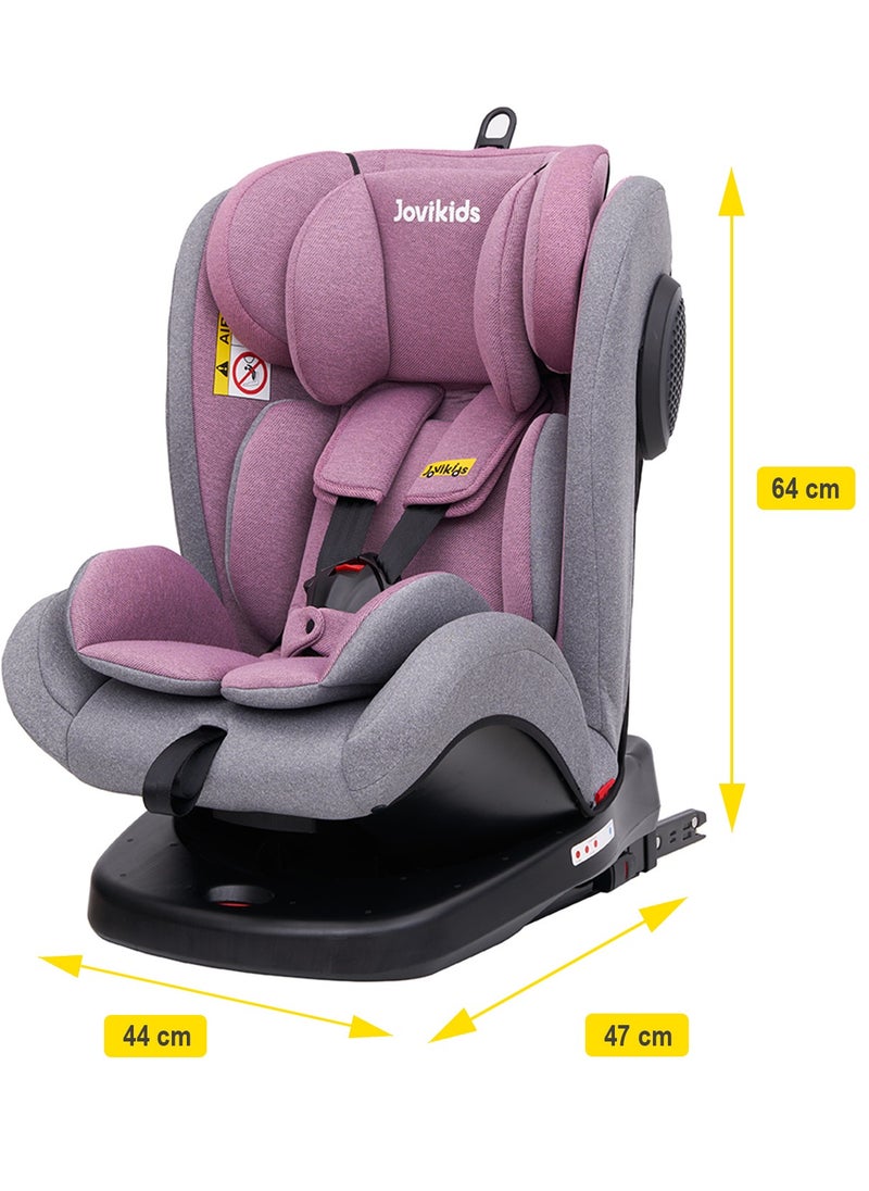 Jovikids - Jovikids Angela Safety Baby Car Seat with Isofix and Top Tether, 360 Degree Swivel Child Seat, Rotating Carseat for Group 0/1/2/3, 0-12 Years Old, ECE R44/04, Pink - Image 1