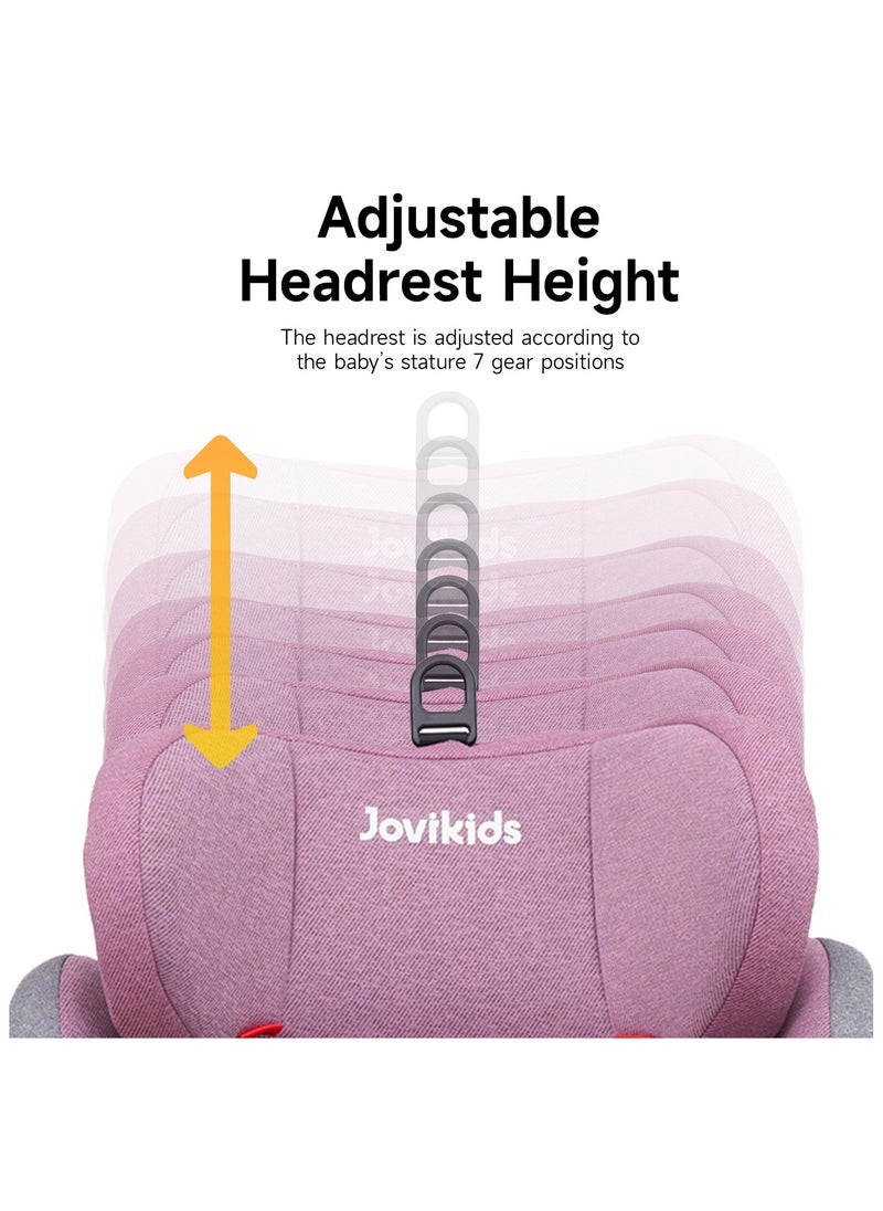 Jovikids - Jovikids Angela Safety Baby Car Seat with Isofix and Top Tether, 360 Degree Swivel Child Seat, Rotating Carseat for Group 0/1/2/3, 0-12 Years Old, ECE R44/04, Pink - Image 1
