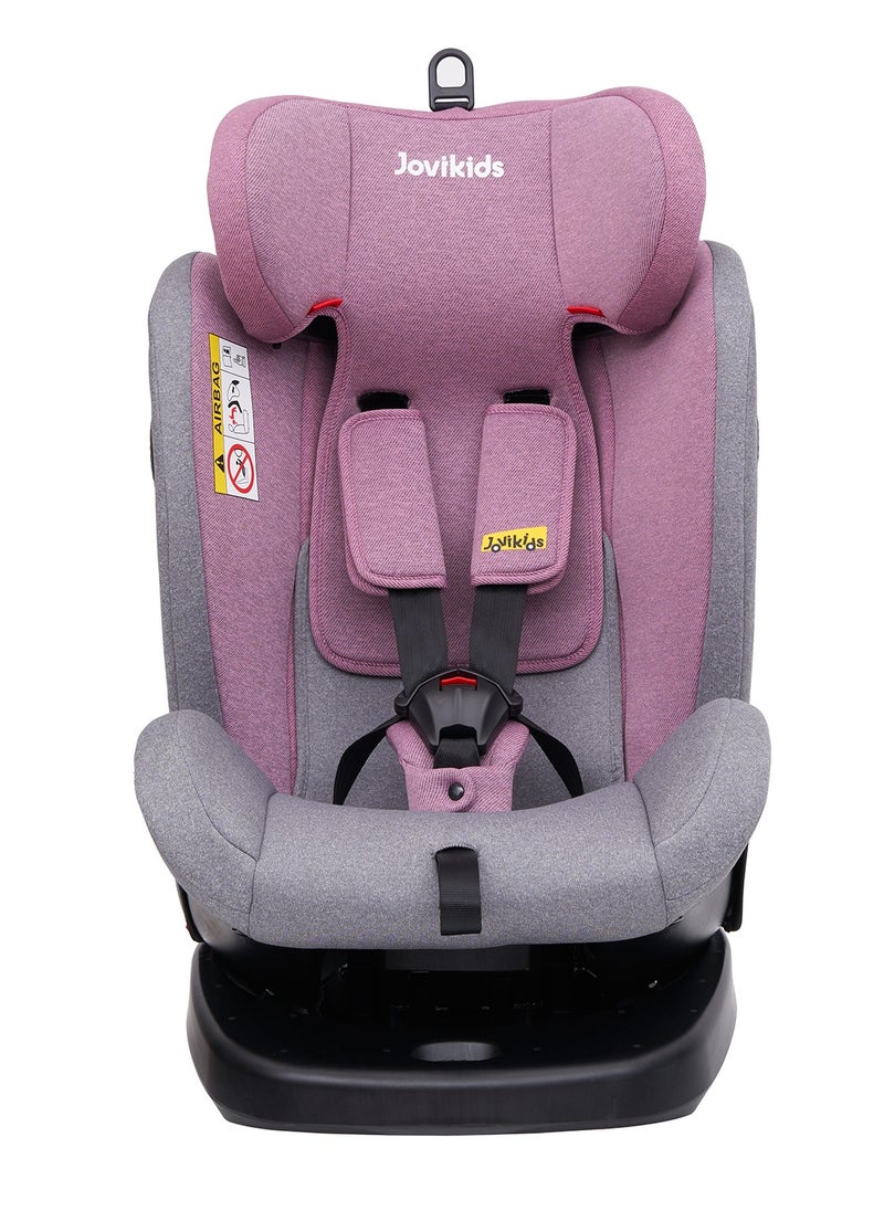 Jovikids - Jovikids Angela Safety Baby Car Seat with Isofix and Top Tether, 360 Degree Swivel Child Seat, Rotating Carseat for Group 0/1/2/3, 0-12 Years Old, ECE R44/04, Pink - Image 1
