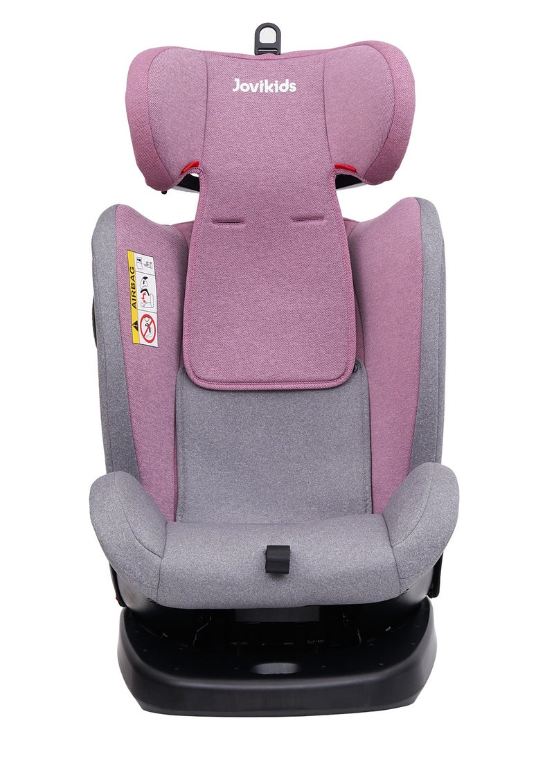 Jovikids - Jovikids Angela Safety Baby Car Seat with Isofix and Top Tether, 360 Degree Swivel Child Seat, Rotating Carseat for Group 0/1/2/3, 0-12 Years Old, ECE R44/04, Pink - Image 1